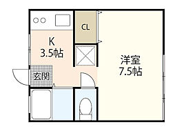 寺岡ビル 4階1Kの間取り