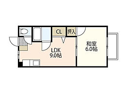 橋口ビル 2階1LDKの間取り