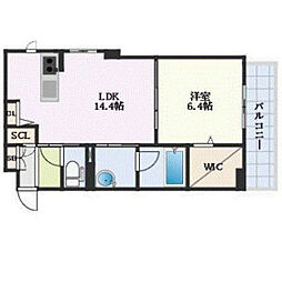 モントレゾール 4階1LDKの間取り