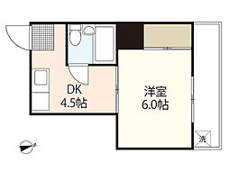 吉島ビル 2階1DKの間取り