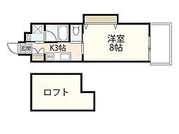 L’ｓ東荒神 8階1Kの間取り