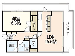 アーバンビューグランドタワー 16階1LDKの間取り