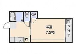 吉島ポンドハイツ 3階1Kの間取り