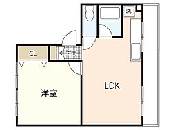 渡辺ビル 2階1LDKの間取り
