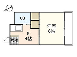 大須ハイツ 3階1Kの間取り