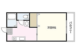 アサンテ光南B 2階1Kの間取り