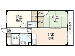 ファミール昭栄 3階2LDKの間取り
