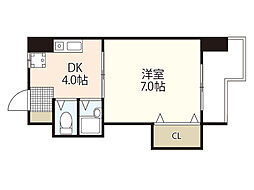 ヴィラ丸本 3階1DKの間取り