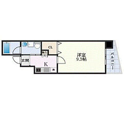 パレグレース中広II 4階1Kの間取り