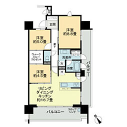 サーパス大州グランビューレジデンス 12階3LDKの間取り