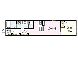 フォースアベニュー 1階1LDKの間取り