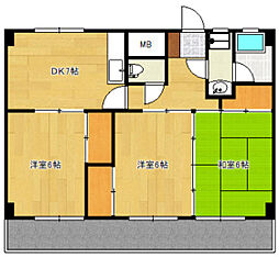 ふじたニューグランドマンション 1階3DKの間取り