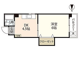 グリーンハウス 4階1DKの間取り