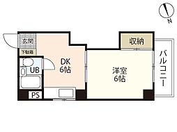 高本ビル 1DKの間取図画像