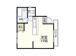 坪井ビル 1階ワンルームの間取り