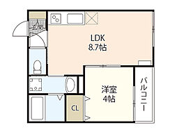 アーデル牛田新町　A棟 3階1LDKの間取り