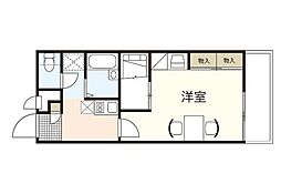 レオパレスFriendsII 2階1Kの間取り
