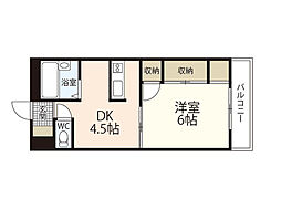 メゾン丸子山 3階1DKの間取り