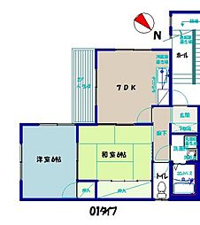 カーサT 2階2DKの間取り