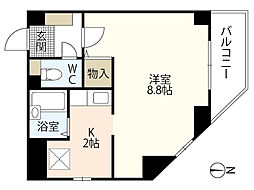 ＣＲＥＳＴ．ＭＡＴＯＢＡ 3階ワンルームの間取り