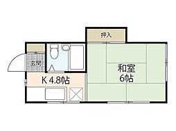 アベニュー 2階1Kの間取り
