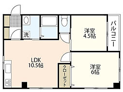 リバーサイド舟入 7階2LDKの間取り
