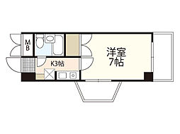 （宇品）中村ビル 4階1Kの間取り