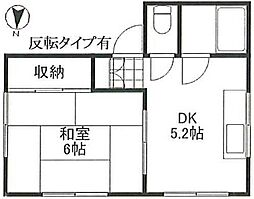 檜野皮ビル 2階1DKの間取り