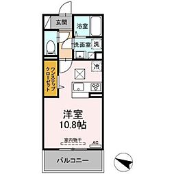 ダイヤモンドライフII 1階ワンルームの間取り