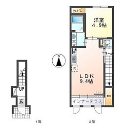 ビオラ 2階1LDKの間取り