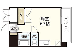 京橋森野ビル 11階ワンルームの間取り