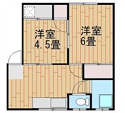 三篠ハイム 4階2DKの間取り