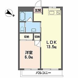 フレグランス東雲 2階1LDKの間取り