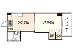 スタープラザ東雲 5階1DKの間取り