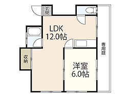 ハイツ須川 1階1LDKの間取り