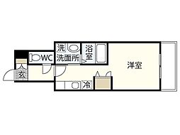 月光東蟹屋 2階ワンルームの間取り