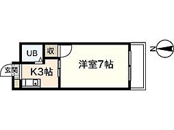 グリンパーク飯田 4階1Kの間取り