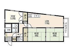 サンパティオ高須 3階3LDKの間取り