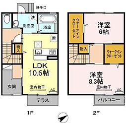 百花苑・月花苑　百花苑 1階2LDKの間取り