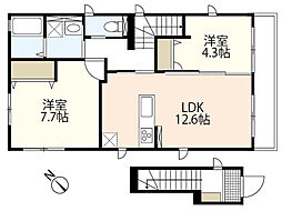 La　couleur VII 2階2LDKの間取り