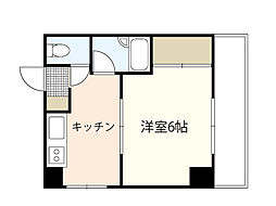 日吉ハイム 4階1Kの間取り