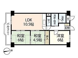 アームズ皆実 7階3LDKの間取り