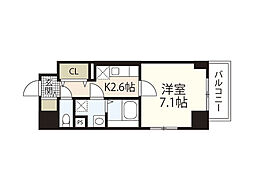 サン　ウォーム　ニチダン 8階1Kの間取り