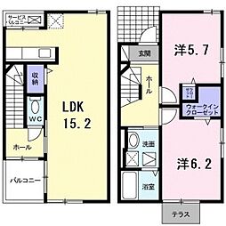 サウススターハウス 1階2LDKの間取り