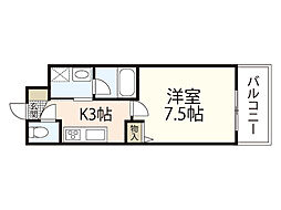 プラージュ村本 5階1Kの間取り