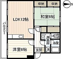 エメラルドマンション舟入南 4階2LDKの間取り