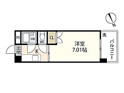 第3柴田ビル 5階1Kの間取り