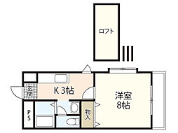 ピアチェーレ 3階1Kの間取り