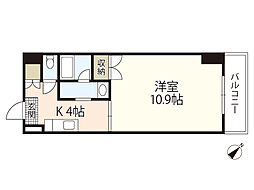 アロッジオ大須賀 5階1Kの間取り