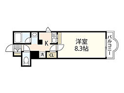 フォートレス 4階1Kの間取り
